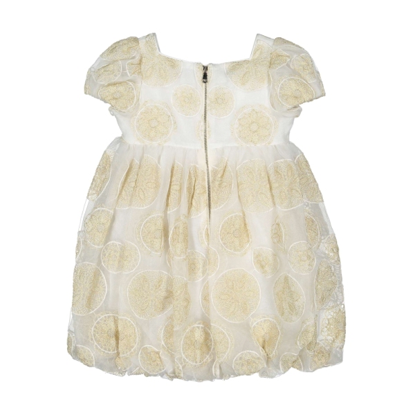 Girls Tulle Dress With Embroidered Gold Circles PINCO PALLINO 